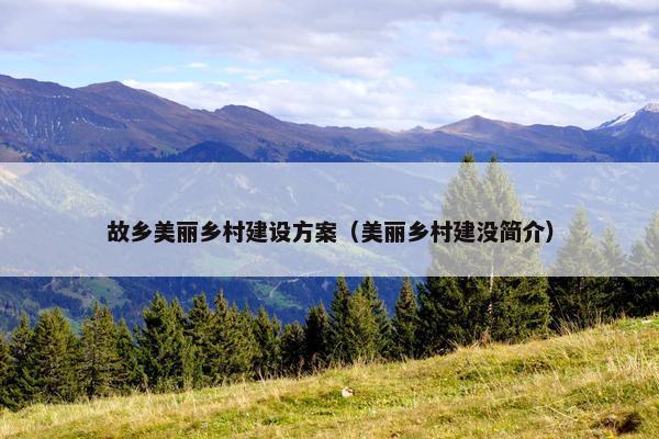 故乡美丽乡村建设方案（美丽乡村建没简介）