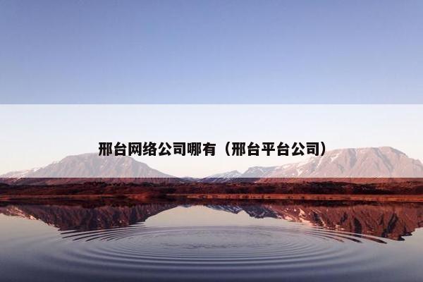 邢台网络公司哪有（邢台平台公司）