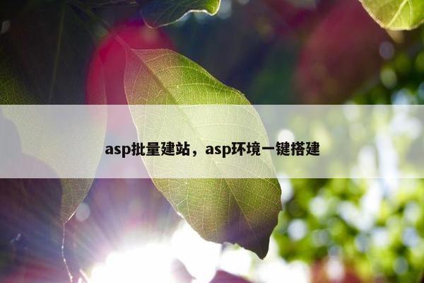 asp批量建站，asp环境一键搭建
