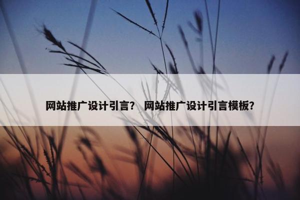 网站推广设计引言？ 网站推广设计引言模板？