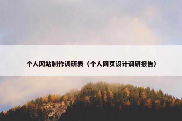 个人网站制作调研表（个人网页设计调研报告）