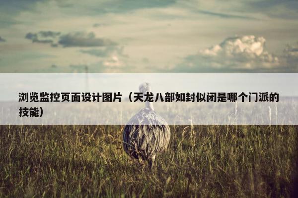 浏览监控页面设计图片（天龙八部如封似闭是哪个门派的技能）
