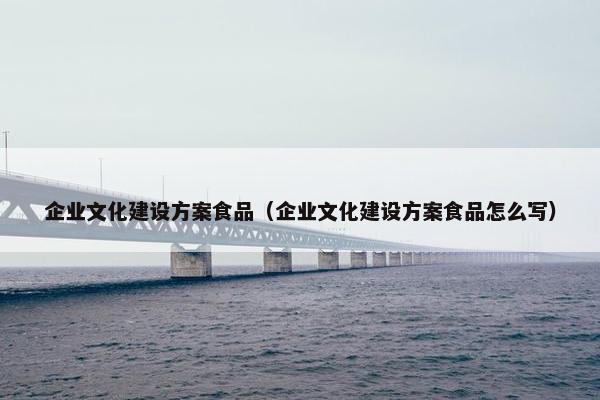 企业文化建设方案食品（企业文化建设方案食品怎么写）