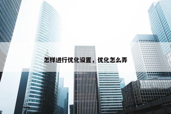 怎样进行优化设置，优化怎么弄
