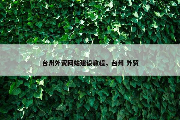 台州外贸网站建设教程，台州 外贸