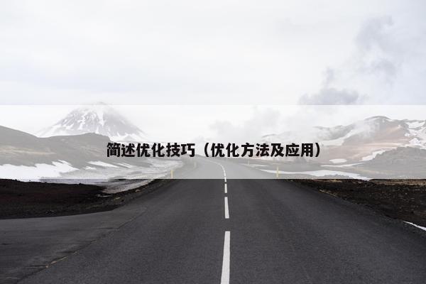 简述优化技巧（优化方法及应用）