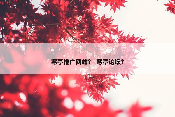 寒亭推广网站？ 寒亭论坛？