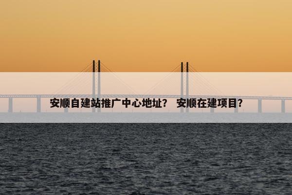安顺自建站推广中心地址？ 安顺在建项目？