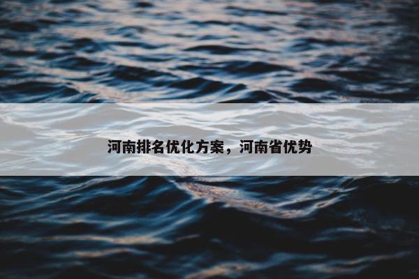 河南排名优化方案，河南省优势