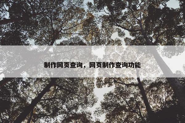 制作网页查询，网页制作查询功能