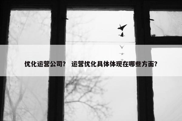优化运营公司？ 运营优化具体体现在哪些方面？