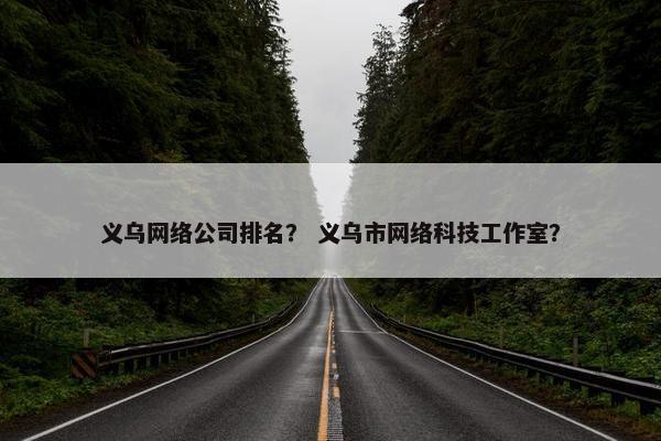 义乌网络公司排名？ 义乌市网络科技工作室？