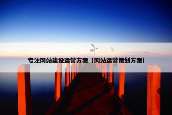 专注网站建设运营方案（网站运营策划方案）