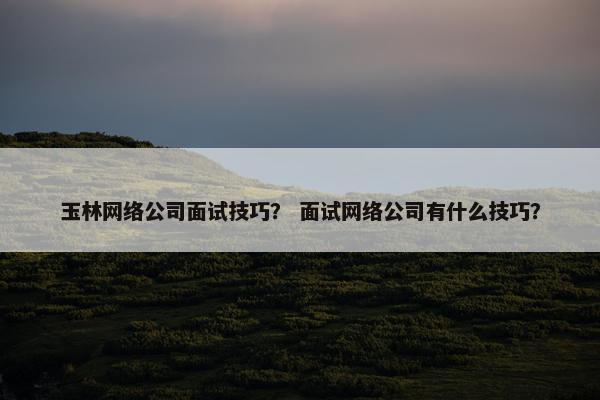 玉林网络公司面试技巧？ 面试网络公司有什么技巧？