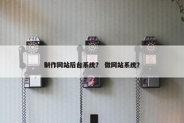 制作网站后台系统？ 做网站系统？