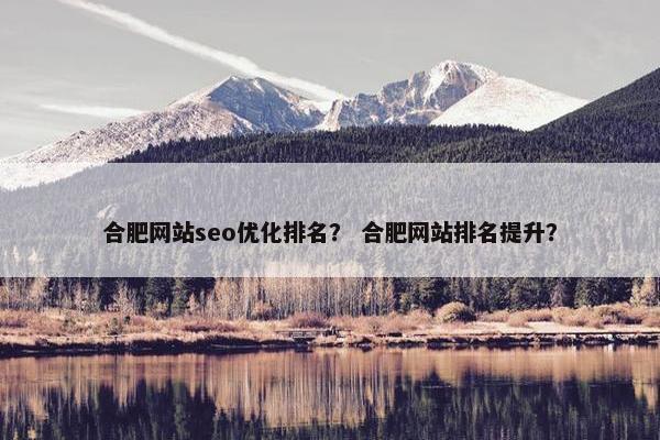 合肥网站seo优化排名？ 合肥网站排名提升？
