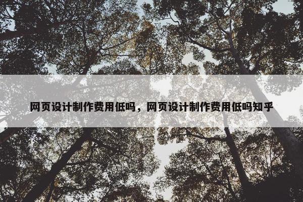 网页设计制作费用低吗，网页设计制作费用低吗知乎