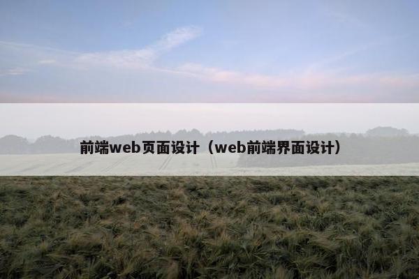 前端web页面设计（web前端界面设计）