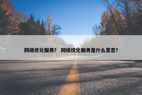 网络优化服务？ 网络优化服务是什么意思？