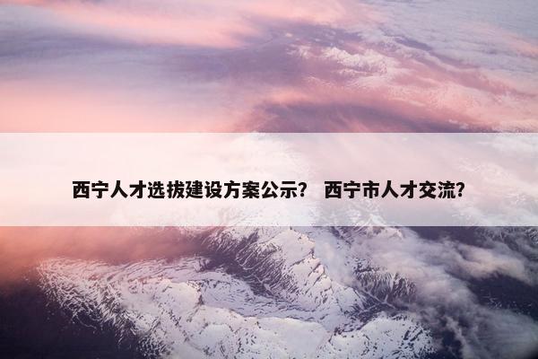 西宁人才选拔建设方案公示？ 西宁市人才交流？