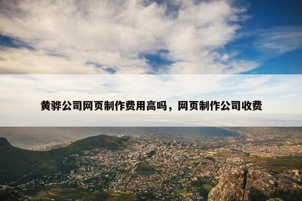 黄骅公司网页制作费用高吗，网页制作公司收费