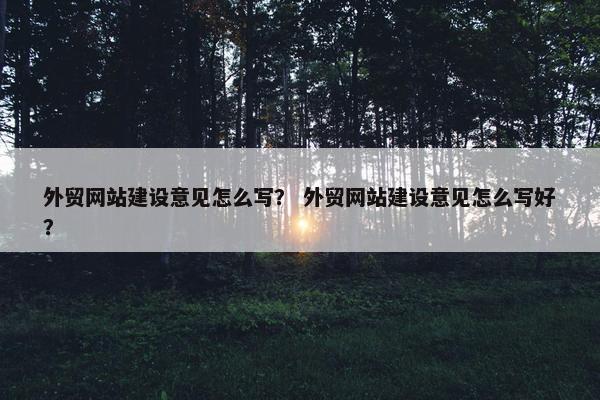 外贸网站建设意见怎么写？ 外贸网站建设意见怎么写好？