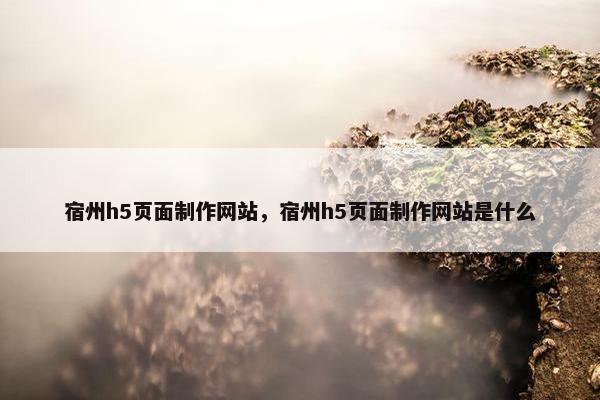 宿州h5页面制作网站，宿州h5页面制作网站是什么