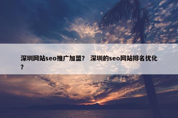 深圳网站seo推广加盟？ 深圳的seo网站排名优化？
