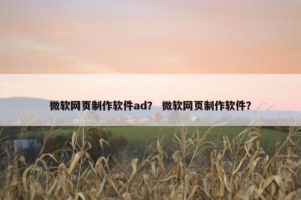 微软网页制作软件ad？ 微软网页制作软件？