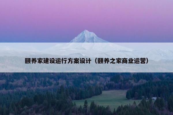 颐养家建设运行方案设计（颐养之家商业运营）
