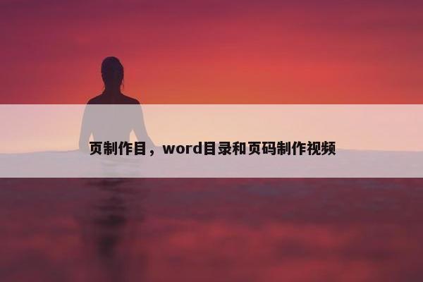 页制作目，word目录和页码制作视频