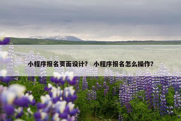 小程序报名页面设计？ 小程序报名怎么操作？