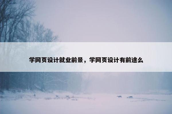 学网页设计就业前景，学网页设计有前途么