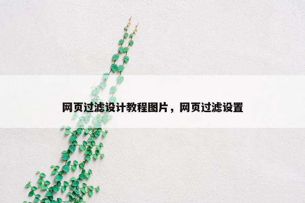网页过滤设计教程图片，网页过滤设置