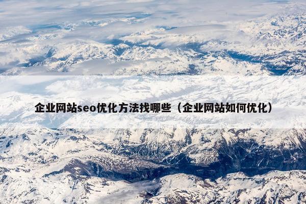 企业网站seo优化方法找哪些（企业网站如何优化）