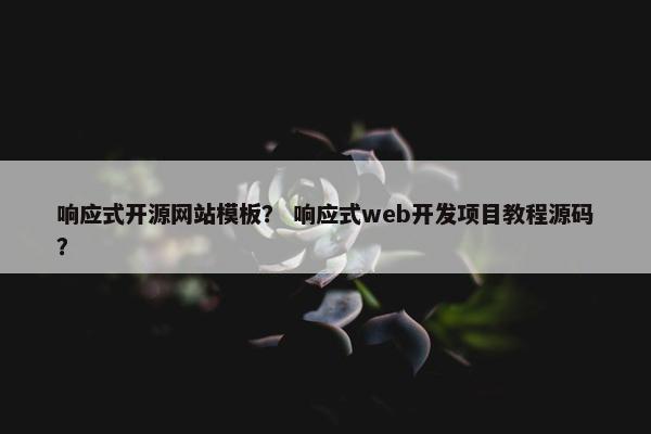 响应式开源网站模板？ 响应式web开发项目教程源码？