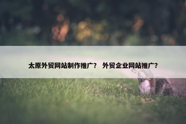 太原外贸网站制作推广？ 外贸企业网站推广？