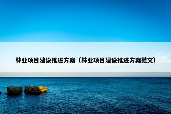 林业项目建设推进方案（林业项目建设推进方案范文）