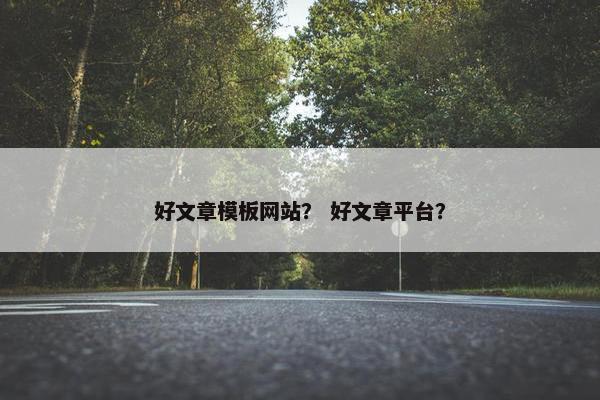 好文章模板网站？ 好文章平台？