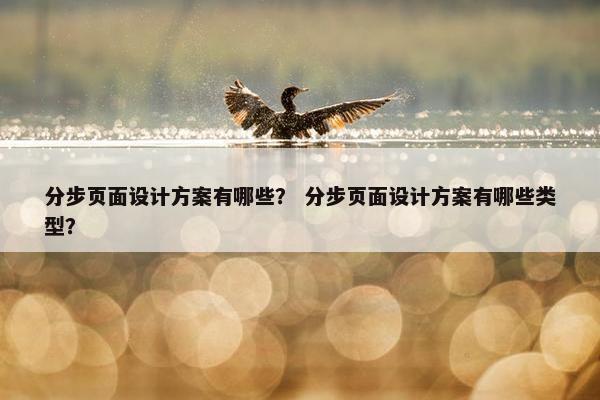 分步页面设计方案有哪些？ 分步页面设计方案有哪些类型？