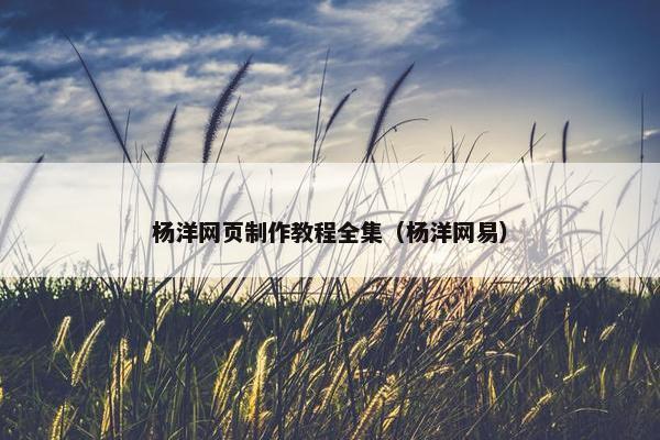 杨洋网页制作教程全集（杨洋网易）
