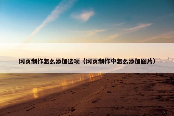 网页制作怎么添加选项（网页制作中怎么添加图片）
