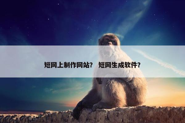 短网上制作网站？ 短网生成软件？