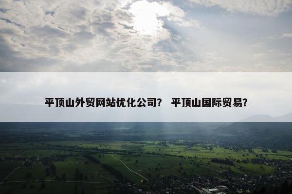 平顶山外贸网站优化公司？ 平顶山国际贸易？