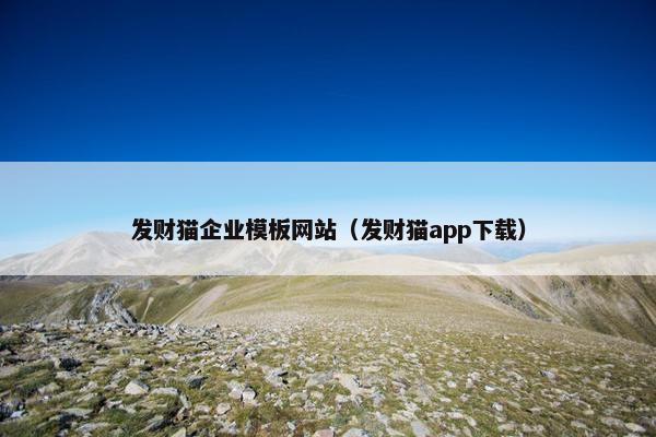 发财猫企业模板网站（发财猫app下载）