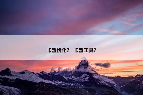 卡盟优化？ 卡盟工具？