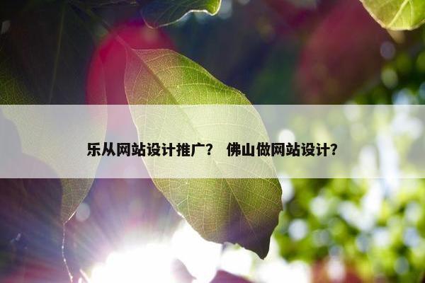 乐从网站设计推广？ 佛山做网站设计？